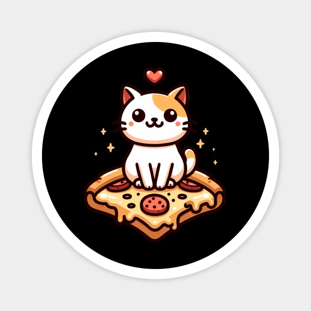 Kawaii Cat with Pizza Magnet by logiamerch